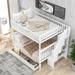 Full over Full Bunk Bed with 2 Storage Drawers and 3-Tier Shelf Staircase Ladder, Gray