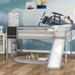 Full Size Wood Loft Bed with Slide,Stair &Chalkboard-78.1"L x 104.3"W