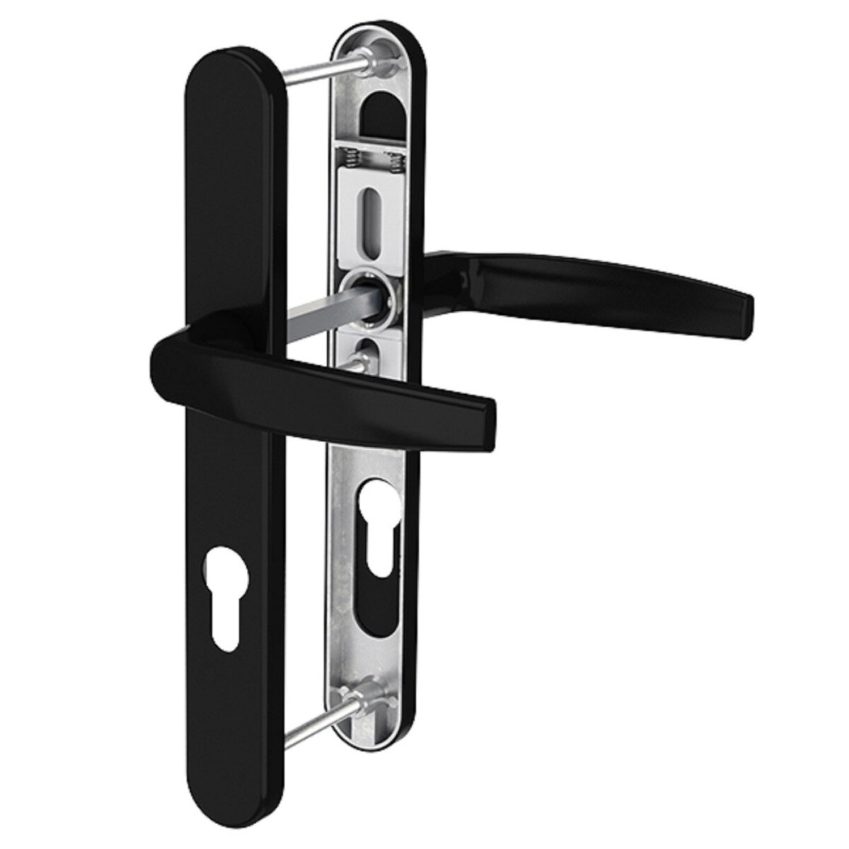 MS Beschläge Langschild Schmalrahmengarnitur Schwarz 92mm PZ Drücker/Drücker TS 55-70mm Image