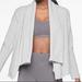 Athleta Sweaters | Athleta Tranquillity Wrap French Terry Open Front Cardigan Sweater Grey Xs | Color: Gray/White | Size: Xs