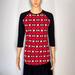 Lularoe Tops | Lularoe Womens Randy Baseball Tee Shirt Top 3/4 Sleeve Multicolor Abstract Xxs | Color: Black/Red | Size: Xxs