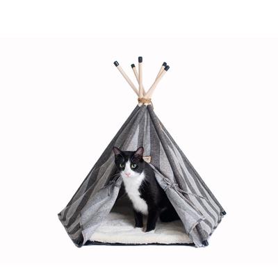 Striped Teepee Cat Dog Bed by Armarkat in Gray
