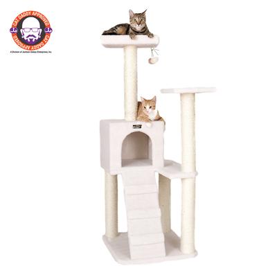 Fleece Covered 53" High Real Wood Cat Tree by Armarkat in Ivory