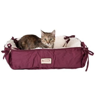 2-In-1 Cat Pet Bed & Fleece Mat, Burgundy/Ivory by Armarkat in Burgundy