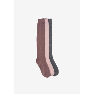 Women's 3 Pair Pack Knee High Socks by MUK LUKS in Muted Tone (Size ONE)