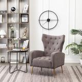 Wingback Chair - Etta Avenue™ Floreal 27Cm Wide Wingback Chair Velvet/Fabric in Gray | 39 H x 27 W x 29 D in | Wayfair
