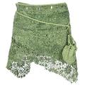 Guru-Shop, Psytrance Goa Miniskirt, Wrap Skirt, Cacheur, Light Olive Green, Cotton, Size:S/M (12), Short Skirts