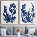 Red Barrel Studio® Indigo Brush Blooms I Premium Framed Canvas - Ready To Hang Canvas in Blue/Indigo/Pink | 43.5" H x 31.5" W x 1" D | Wayfair