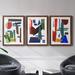 Orren Ellis Colorful Shapes II - 3 Piece Picture Frame Print Set Paper, Solid Wood in Blue/Green/Red | 43.5" H x 31.5" W x 1" D | Wayfair
