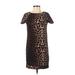 Bar III Casual Dress - Shift: Brown Animal Print Dresses - Women's Size Small - Print Wash