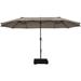 15 Feet Double-Sided Patio Umbrellawith 12-Rib Structure - 15 ft x 9 ft x 8.1 ft (LxWxH)
