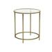 Round Side Table, Tempered Glass End Table with Golden Metal Frame, Small Coffee Table, Bedside Table, Living Room, Balcony