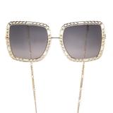Gucci Accessories | Gucci Sunglasses With Chain And Green Velvet Case | Color: Black/Gold | Size: Os