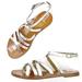 J. Crew Shoes | J. Crew Silver Mirror Metallic Leather Cross Strap Strappy Flat Sandals Womens 6 | Color: Silver/Tan | Size: 6