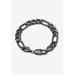 Men's Big & Tall Men's Black Ruthenium Plated Figaro Link Bracelet (11mm), 9 inches by SETA in Black