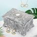 Charlton Home® 7" Ornate Engraved Jewelry Box Treasure Keepsake Storage 2 Layers Inside Metal/Fabric in Gray | 3.1 H x 7 W x 4.7 D in | Wayfair