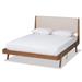 Senna Mid-Century Modern Fabric Upholstered Wood Platform Bed in Beige