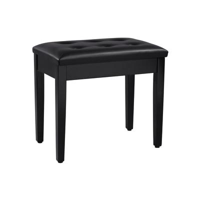 Black Wood Piano Bench with Padded Cushion and Hidden Storage Compartment for Music Books - 13.8