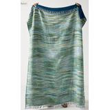 Anthropologie Bedding | Anthropologie Fringed Ines Throw Blanket- Green/Blues | Color: Blue/Green | Size: Os