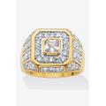 Men's Big & Tall Men's Gold-Plated Square Cut Cubic Zirconia Octagon Ring (2 1/3 cttw TDW) by SETA in Gold (Size 13)