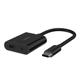 Belkin RockStar™ 3,5-mm-Audio- + USB-C®-Ladeadapter, Kopfhörer-Adapter, Schnellladen mit USB-C Power Delivery, 60 W, u. a. für iPhone 15, iPad Pro, Galaxy, Note, Google Pixel, LG, Sony Xperia, Schwarz