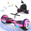 GeekMe Hoverboard and kart bundle for kids,hoverboards with go kart,self balancing scooter with bluetooth speaker,strong motor,LED lights,gift for kids