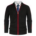 Contrast Color Long Raglan Sleeve Zip-up Cardigan Sweater Knitwear Men L Black 144-1