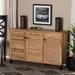 Foundry Select Coolidge Modern & Contemporary Oak Finished Wood 3-Door Shoe Storage Cabinet in Brown | 27.4 H x 44.3 W x 14.5 D in | Wayfair