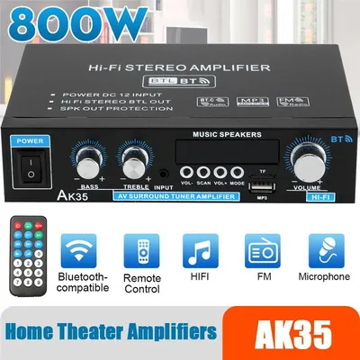 Amplificateurs numériques domestiques AK35 puissance audio basse 800-110 V Bluetooth HiFi FM