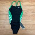 Adidas Swim | Adidas Women’s Solid Infinitex Performance Swimsuit Size 26 New | Color: Black/Green | Size: 26