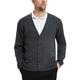 Kallspin Men's Cardigan Sweater Cashmere Wool Blend V Neck Cable Knit Buttons Cardigan with Pockets(Charcoal,Small)