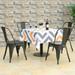 Gymax Set of 4 Metal Dining Side Chair Wood Seat Stackable Bistro Cafe - See details