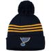 Men's adidas Navy St. Louis Blues Locker Room Three Stripe Cuffed Knit Hat with Pom
