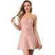 Allegra K Women's Christmas Costume Strapless Exposed Zipper Front Tube Mini Party A-Line Dress Pink 12