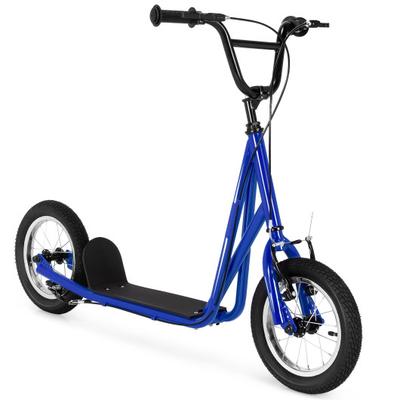 Costway Height Adjustable Kid Kick Scooter with 12 Inch Air Filled Wheel-Navy