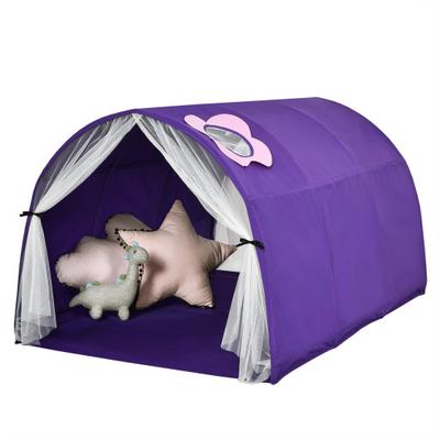 Costway Kids Galaxy Starry Sky Dream Portable Play Tent with Double Net Curtain-Purple