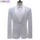 Blazer de smoking à paillettes blanches brillantes pour hommes col châle robe à un bouton veste