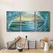 Rosecliff Heights Big Wave- Premium Gallery Wrapped Canvas - Ready To Hang Canvas, Solid Wood in Black/Blue/Green | 12 H x 24 W x 1 D in | Wayfair