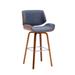 Porthos Home Omri Swivel Fabric Counter Stool with Wooden Legs and Chrome Footrest