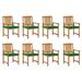vidaXL Patio Chairs with Cushions 8 pcs Solid Acacia Wood - 24" x 22.4" x 36.2"