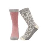 Women's 2 Pr Super Soft Polyester Thermal Insulated Socks by GaaHuu in Grey Moose Rose (Size OS (6-10.5))