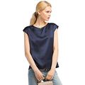LilySilk Basic Cap Sleeves 22MM Silk T Shirt Relaxed Fit Round Neck Shirt for Ladies (18/XL, Navy Blue)