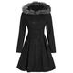 Oliphee Women's Double Breasted Warm Coat Elegent Hooded Trench Coat Mid-Length Trench Coat Wool Blend A-line Style Breasted Overcoat Black XL
