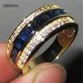 Bague en or 18 carats entièrement en diamant saphir pour femmes et hommes matiques en pierres