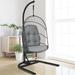 Costway Hanging Wicker Egg Chair w/ Stand Cushion Foldable Outdoor