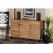 Baxton Studio Coolidge Modern and Contemporary Oak Brown Finished Wood 3-Door Shoe Storage Cabinet - Wholesale Interiors FP-04LV-Wotan Oak