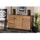 Baxton Studio Coolidge Modern and Contemporary Oak Brown Finished Wood 3-Door Shoe Storage Cabinet - Wholesale Interiors FP-04LV-Wotan Oak