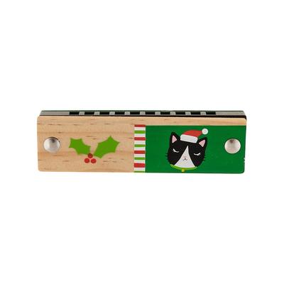 Stephen Joseph Girls' Musical Instrument Sets - Brown & Green Holiday Cat Harmonica