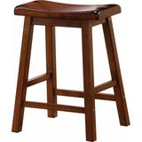 Wooden Casual Counter Height Stool, Chestnut Brown, Set of 2 - 23.75 H x 17.5 W x 14.25 L Inches