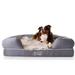 PupLounge Memory Foam Bolster Dog Bed & Topper, 25" L X 20" W, Small, White / Brown